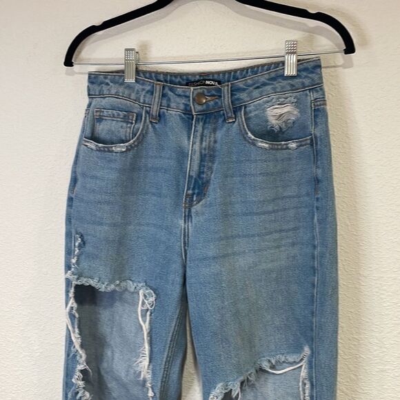 Fashion Nova distressed high rise boyfriend jeans size 1 - Picture 3 of 8